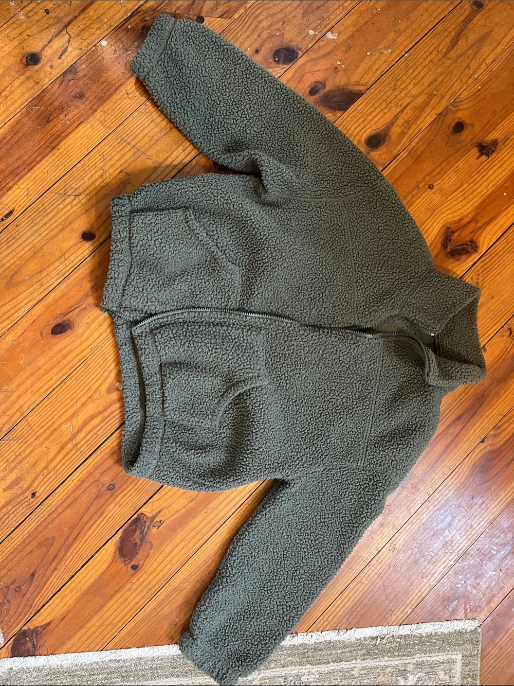 Old Navy Olive Green Sherpa Zip Jacket